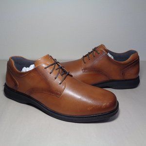 Nunn Bush Size 10 Wide KORE PRO PLAIN TOE Cognac Leather Oxfords New Men's Shoes